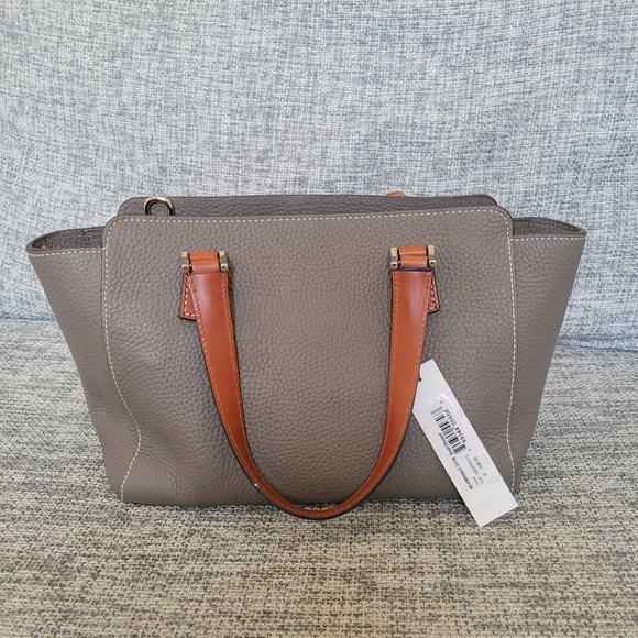 NWT Authentic Dooney & Bourke Cambridge Small Shopper Tote in Taupe Leather - Picture 5 of 10